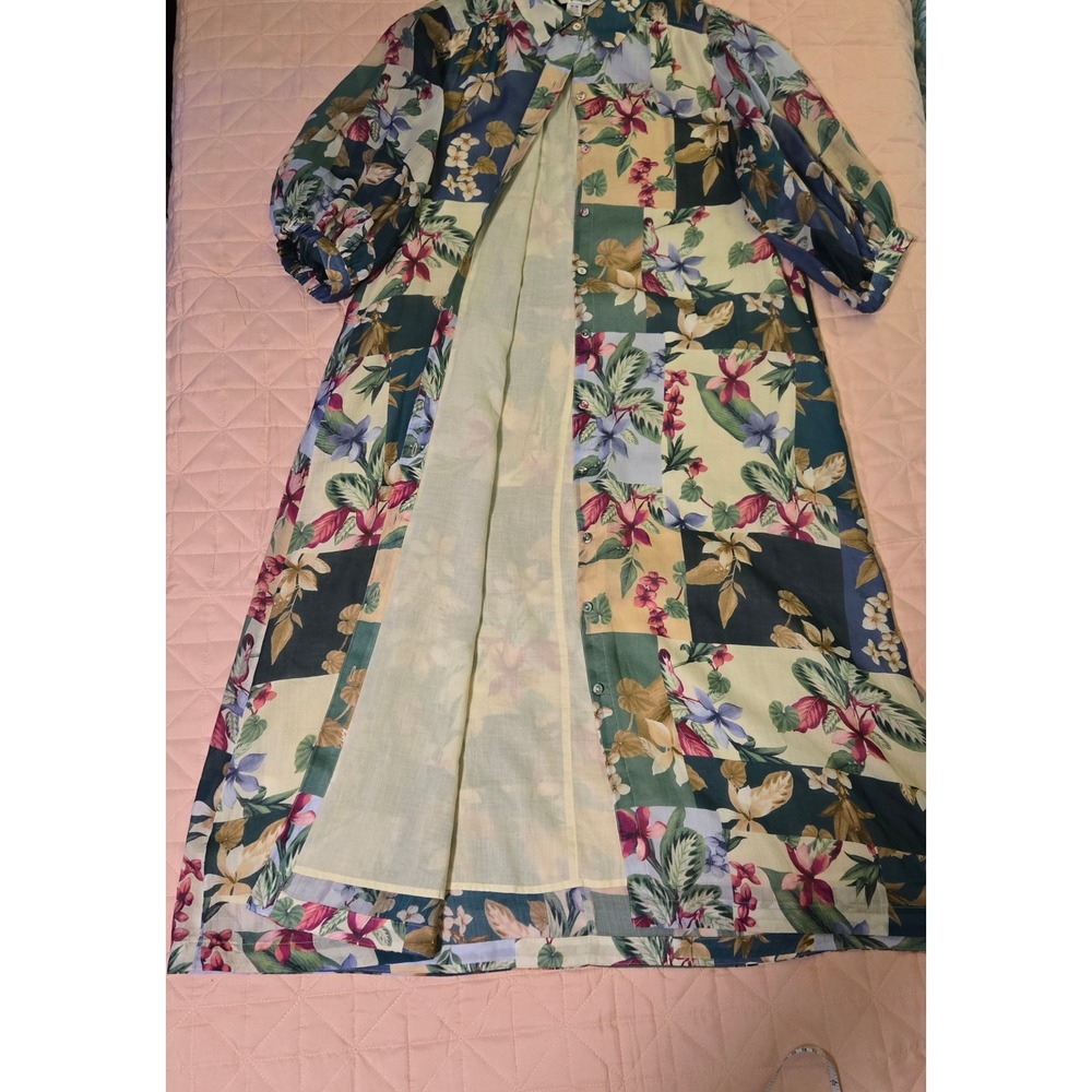 Tommy Bahama Floral Patchwork Midi/Maxi Shirt Dress Multicolor Button Front M - Picture 4 of 9